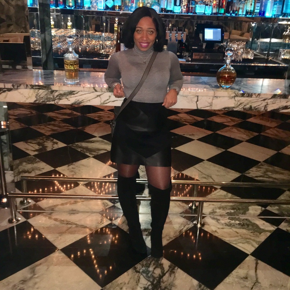 Zara faux leather/suede chevron pattern skirt